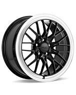 Staggered Full Set: Ace Alloy AFF04 Gloss Piano Black w/ Diamond Lip Raised Face (Flow Formed)