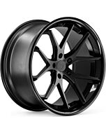 Staggered Full Set: Ferrada FR2 Matte Black w/ Gloss Black Lip