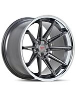 Staggered Full Set: Ferrada CM2 Matte Graphite w/ Chrome Lip