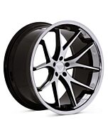 Staggered Full Set: Ferrada FR2 Machine Black w/ Chrome Lip