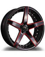 Staggered Full Set: Marquee M3226 Gloss Black w/ Red Milled