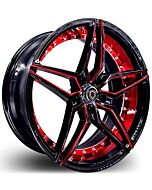 Staggered Full Set: Marquee M3259 Gloss Black w/ Red Milled & Inner Lip