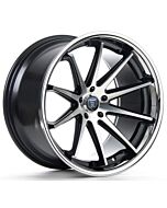 Staggered Full Set: Rohana RC10 Black Machined w/ Chrome Stainless Steel Lip