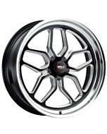 Staggered Full Set: Weld Performance Laguna S107 Gloss Black Milled Machined (Rotary Formed)