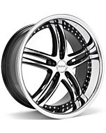 Staggered Full Set: XIX X15 Gloss Black Machined w/ Chrome Stainless Steel Lip