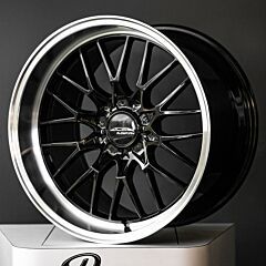 Staggered Full Set: Ace Alloy AFF04 Gloss Piano Black w/ Diamond Lip (Flow Formed)