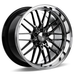Staggered Full Set: Ace Alloy AFF04 Black Chrome w/ Machined Lip (Flow Formed)