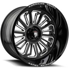 (Clearance - No Returns) AT1916-2973M20x9 American Truxx AT1916 Butcher Gloss Black w/ Milled Spokes 5x5/127 -12mm
