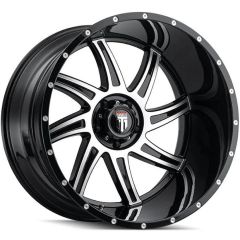 (Clearance - No Returns) 24x14 American Truxx AT162 Vortex Gloss Black Machined (* May Require Trimming) 6x135 -76mm