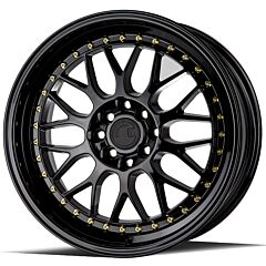 Staggered Full Set: Aodhan AH02 Gloss Black w/ Gold Rivet