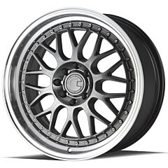 Staggered Full Set: Aodhan AH02 Hyper Black w/ Machined Lip