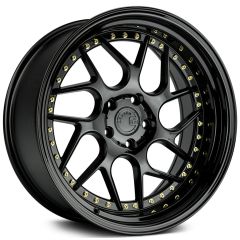 (Special Pricing) 18x8.5 Aodhan DS01 Gloss Black w/ Gold Rivet 5x4.5/114.3 35mm
