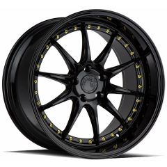 (Special Pricing) 19x9.5 Aodhan DS07 Gloss Black w/ Gold Rivets 5x4.5/114.3 15mm