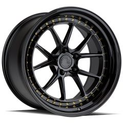 19x9.5 Aodhan DS08 Gloss Black w/ Gold Rivets (Flow Formed) 5x4.5/114.3 30mm