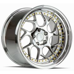 (Special Pricing) 19x10.5 Aodhan DS01 Vacuum Chrome w/ Gold Rivets 5x4.5/114.3 22mm