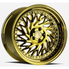 (Special Pricing) 18x9.5 Aodhan DS03 Gold Vacuum w/ Chrome Rivets (Left)  5x100 35mm
