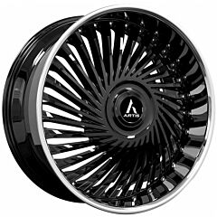 Staggered Full Set: Artis Juicy XL Gloss Black w/ Stainless Steel Chrome Lip