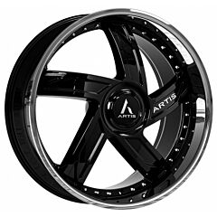 Staggered Full Set: Artis Vestavia XL Gloss Black w/ Stainless Steel Chrome Lip