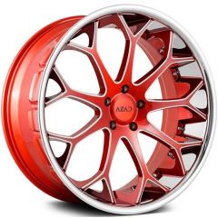 24x10 AZAD AZ99 Brushed Red Milled & Chrome Stainless Steel Lip 5x115 20mm