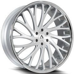 22x9.5 AZAD AZV01 Brushed Silver w/ Stainless Steel Chrome Lip 5x115 15mm