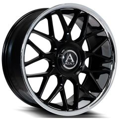 Staggered Full Set: AZAD AZV02 Gloss Black w/ Stainless Steel Chrome Lip