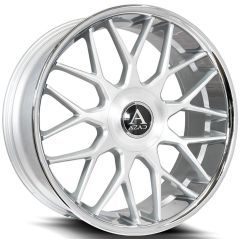 Staggered Full Set: AZAD AZV02 Brushed Silver w/ Stainless Steel Chrome Lip