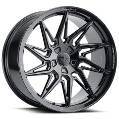 Staggered Full Set: Blaque Diamond BD-F20 Gloss Black (Flow Forged) (True Directional)