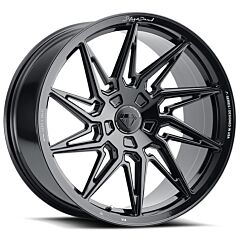 Staggered Full Set: Blaque Diamond BD-F20 Gloss Black (Flow Forged) (True Directional)