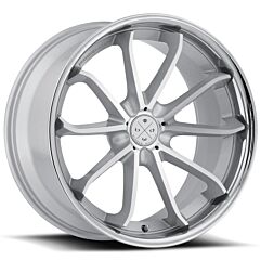Staggered Full Set: Blaque Diamond BD-23 Gloss Silver w/ Chrome Stainless Steel Lip