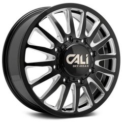 22x8.25 Cali Off-Road Summit Dually Front 9110D Gloss Black w/ Milled Spokes 8X6.5/165 115MM 121.3 C.B.