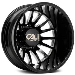22x8.25 Cali Off-Road Summit Dually Rear 9110D Gloss Black w/ Milled Spokes 8X200 -192MM 142.0 C.B.