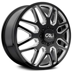 22x8.25 Cali Off-Road Invader Dually Front 9115D Gloss Black w/ Milled Spokes 8X200 115MM 154.2 C.B.