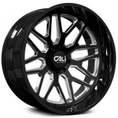 28x12 Cali Off-Road Invader 9115 Gloss Black Milled (* May Require Trimming) 8x6.5/165 -44mm