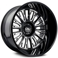 24x14 Cali Off-Road Vertex 9116 Gloss Black Milled 8x6.5/165 -76mm (* May Require Trimming)