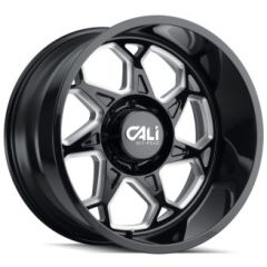 24x12 Cali Off-Road Sevenfold 9111BM Gloss Black w/ Milled Spokes (* May Require Trimming) 6x5.5/139.7 -51mm
