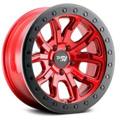 17x9 Dirty Life 9303 DT-1 Crimson Candy Red w/ Simulated Beadlock Black Ring 6x135 -12mm
