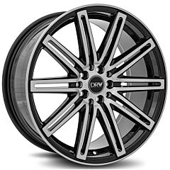 Staggered Full Set: DRW D13 Gloss Black Machined Face