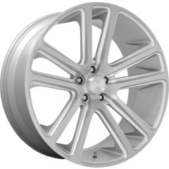 (Clearance - No Returns) 26x10 DUB Flex Gloss Silver Brushed S257 6x5.5/139.7 30mm