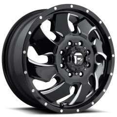 20x8.25 Fuel Off-Road Cleaver Gloss Black Milled Dually Front D574 8X200 105MM 142.0 C.B.