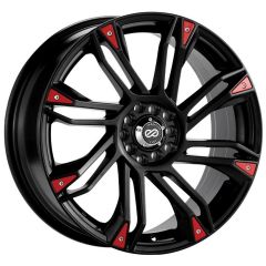 18x7.5 Enkei GW8 Gloss Black w/ Red Accents 5x100 5x4.5/114.3 42mm