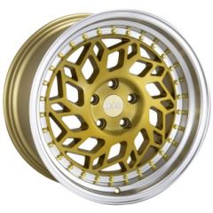 (Special Pricing) 18x8.5 F1R R32 Brushed Gold w/ Polished Lip 5x4.5/114.3 33mm