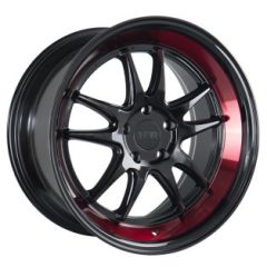 (Special Pricing) 18x8.5 F1R F102 Gloss Black w/ Red Lip 5x112 42mm