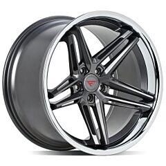 Staggered Full Set: Ferrada CM1 Matte Graphite w/ Chrome Lip