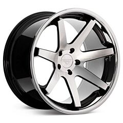 Staggered Full Set: Ferrada FR1 Machine Black w/ Chrome Lip