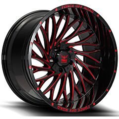 20x10 Force Off-Road F50 Gloss Black w/ Red Milled 5x5/127 5x5.5/139.7 -12mm
