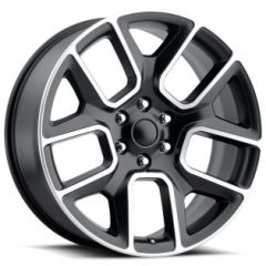 22x9 Dodge Ram 1500 Replica Wheel Satin Black Machined Face FR76 (6 Lug) 6x5.5/139.7 15mm