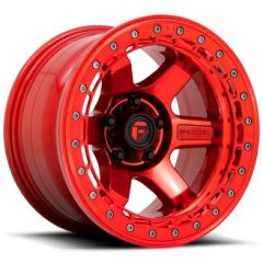 (Clearance - No Returns) 17x9 Fuel Off-Road Block Beadlock Candy Red w/ Candy Red Ring D123 6x5.5/139.7 -15mm