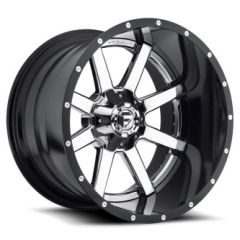 (Clearance - No Returns) 24x14 Fuel Off-Road Maverick Chrome w/ Gloss Black Lip (Multi Piece) D260 (* May Require Trimming) 8x6.5/165 -75mm
