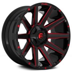 20x10 Fuel Off-Road Contra Gloss Black w/ Candy Red Accents D643 5x4.5/114.3 5x5/127 -18mm