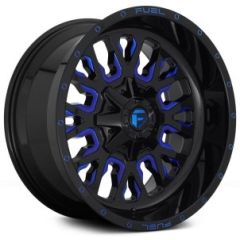 18x9 Fuel Off-Road Stroke Gloss Black w/ Candy Blue Accents D645 6x135 6x5.5/139.7 20mm